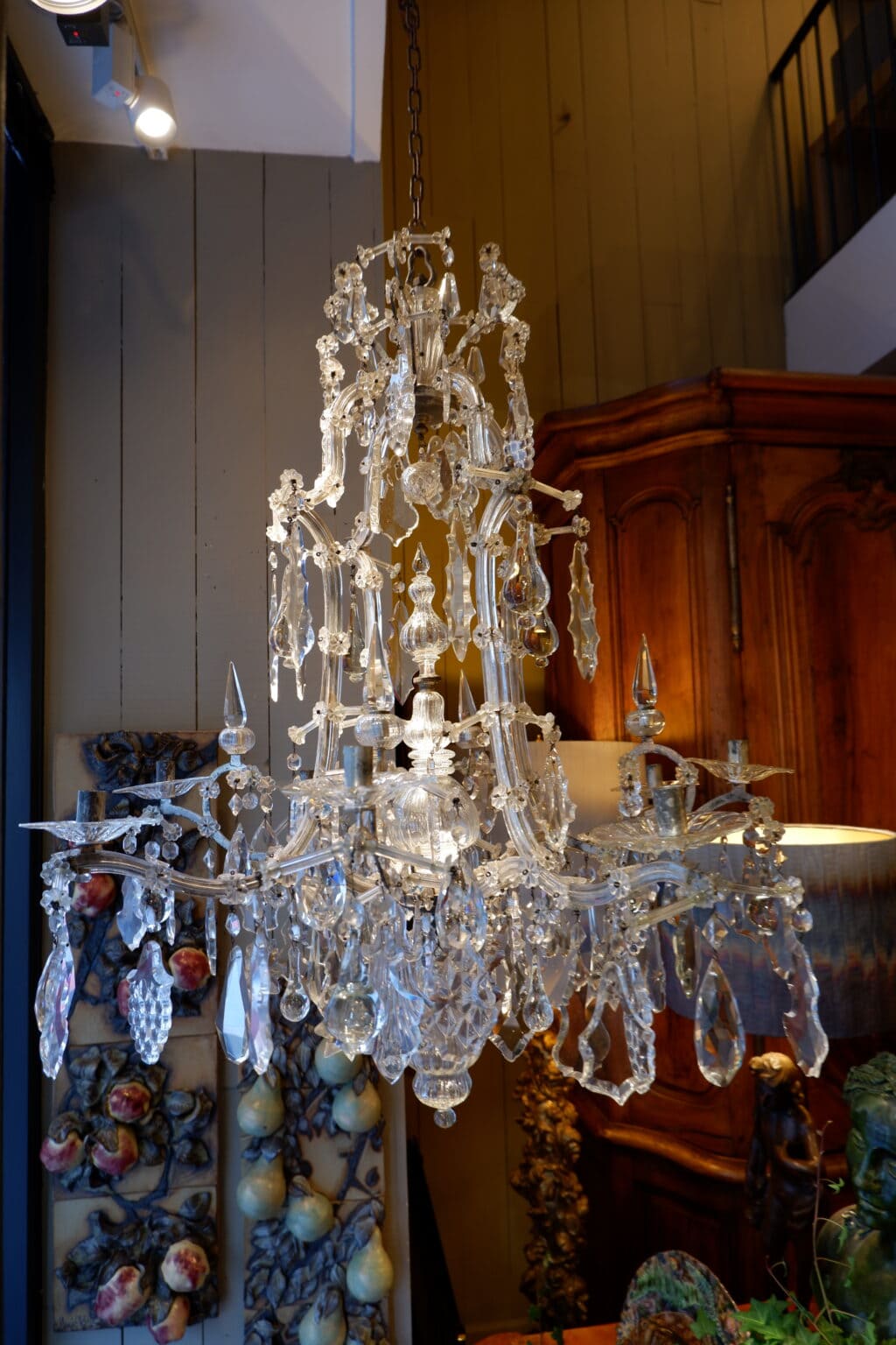 Grand lustre Marie-Therese en cristal taillé - Suède XIXe