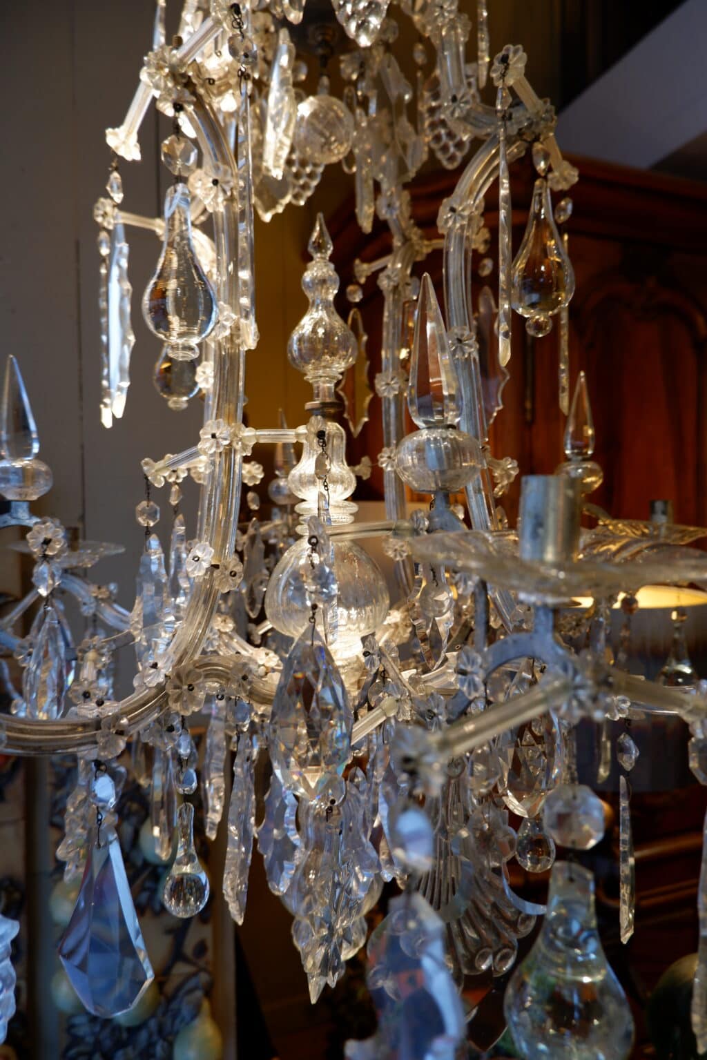 Grand lustre Marie-Therese en cristal taillé - Suède XIXe – Image 6