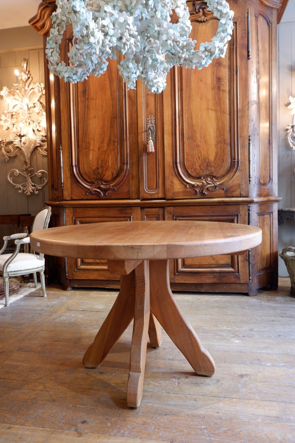 Ensemble table & 4 chaises en chêne naturel massif ca.1960 – Image 5