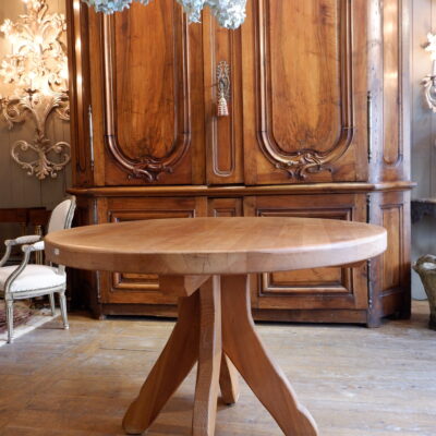 Ensemble table & 4 chaises en chêne naturel massif ca.1960