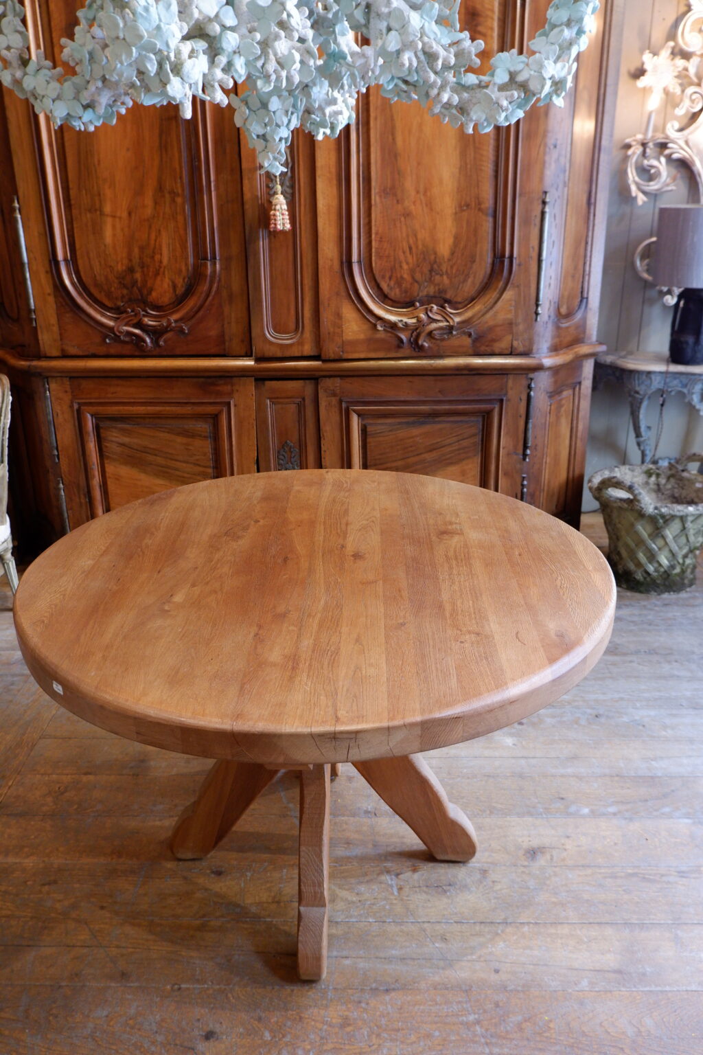 Ensemble table & 4 chaises en chêne naturel massif ca.1960 – Image 8