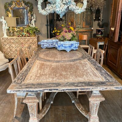 Grande table en bois décor peint – Italie Toscane époque XIXe