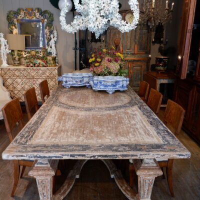 Grande table en bois décor peint – Italie Toscane époque XIXe