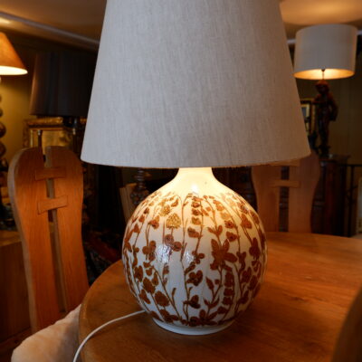 Large ball lamp decorated with clover flowers by Carl Harry Stalhane ca.1960