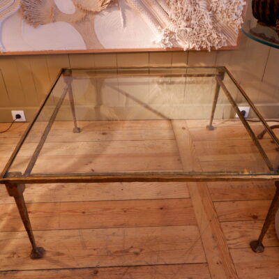 Large square coffee table in bronze and clear glass - Sweden ca.1960