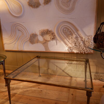 Large square coffee table in bronze and clear glass - Sweden ca.1960