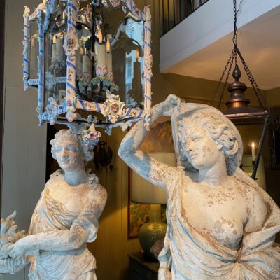 Pair of Bassano painted porcelain lanterns - 19th century Italy