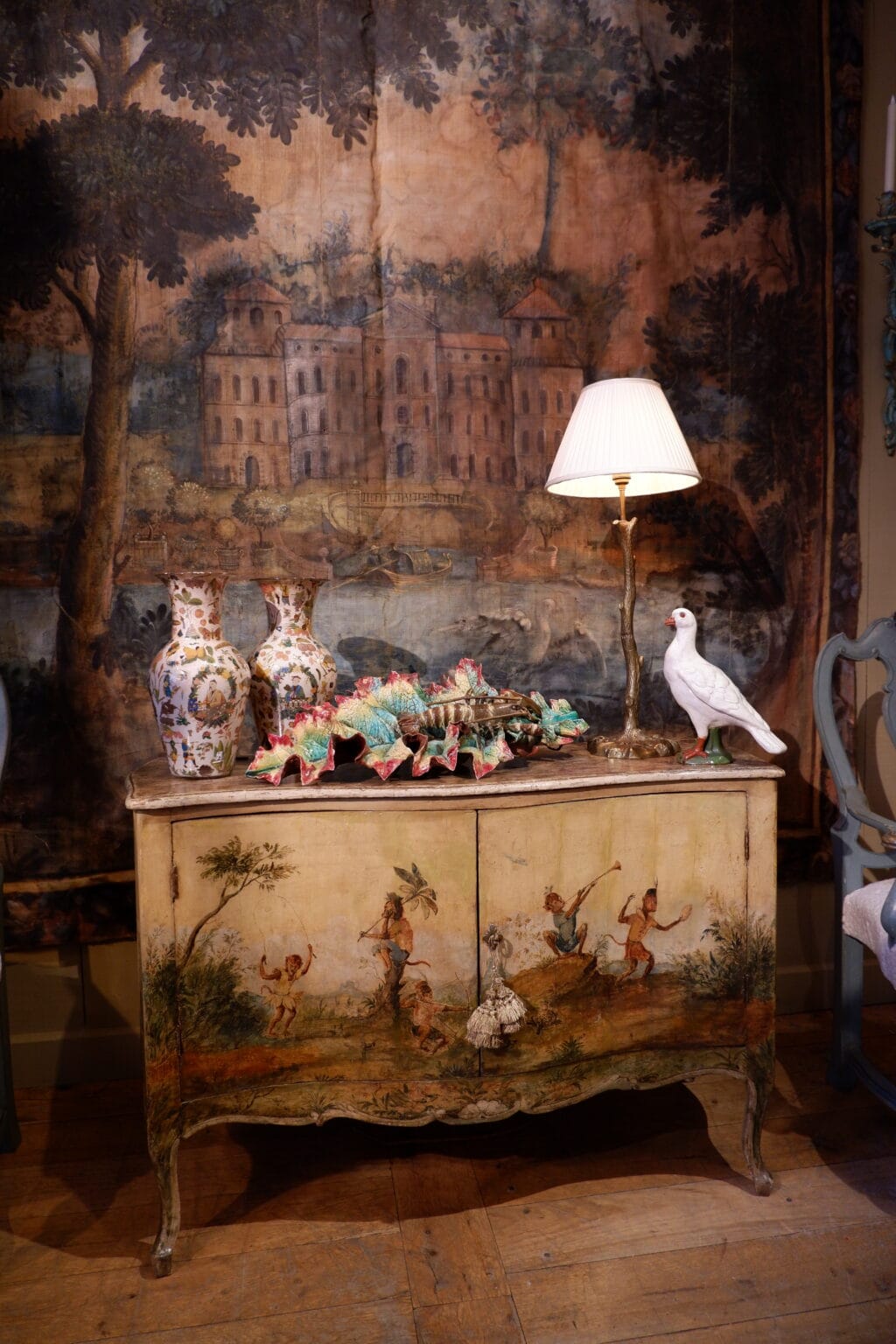 Buffet italien décor laqué polychrome "singes musiciens" Venise d'époque XVIIIe – Image 8